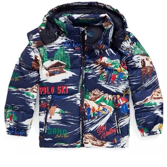 Polo Ralph Lauren ski print water resistant puffer jacket 4t - Picture 1 of 7